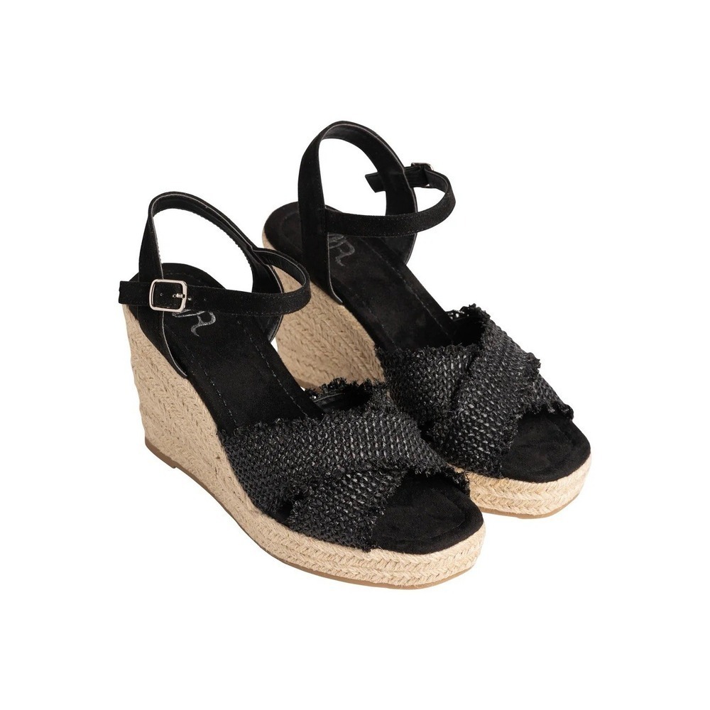 New Not Rated ELINOR WEDGE IN BLACK Size 10 Platform Sandals 3.5 Heel Adjustable